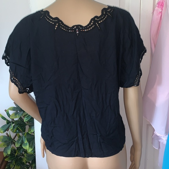 Vintage Hibis Black with beads Sequins cut outs top NWT S - Picture 7 of 10